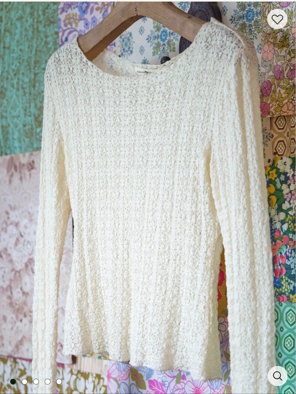 NATURAL LIFE Cream Textured Lave Long-Sleeve Layering Knit Top Small Boho Chic